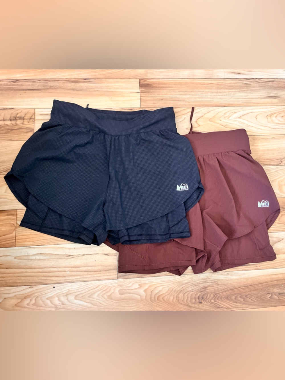 REI Co-op Lightweight Shorts in Plum and Black